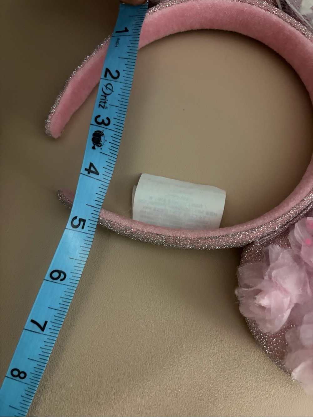 Disney Parks Pink Sparkle Minnie Mouse Ears Headband with Floral & Hearts Bow - Picture 12 of 12